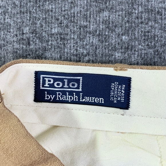 Vintage Polo Ralph Lauren Linen Pants Men 42x29 Brown Trousers Slacks Casual - Picture 5 of 15